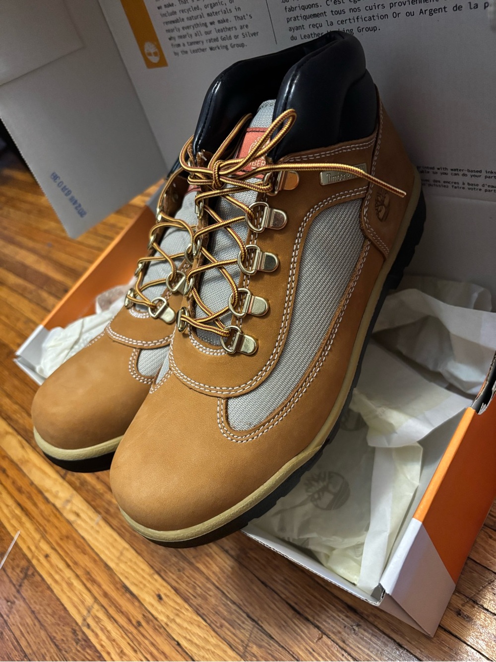 Timberland Wheat and Gray Leather Mesh Hiking Boots